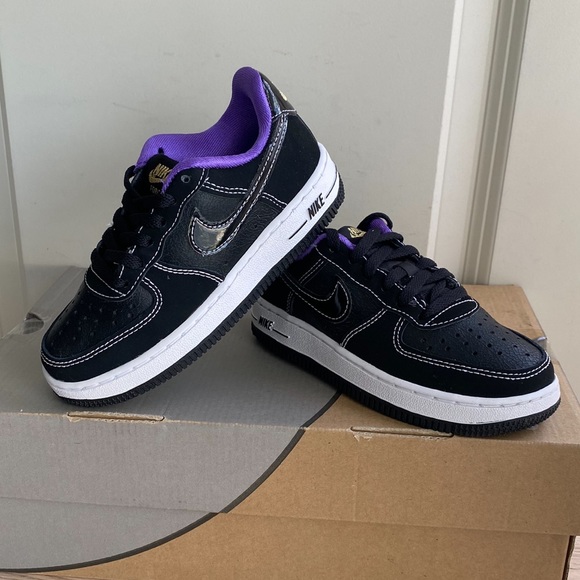Nike Air Force 1 LV8 Black/Purple Toddler Sneakers- SZ 10.5 C - Picture 6 of 9